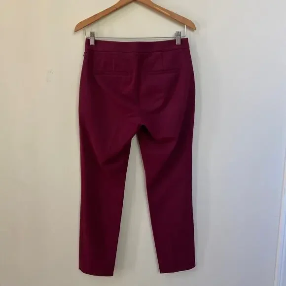 Banana Republic Sloan Size 4 Gold Button Pants Maroon Burgundy Career Preppy - Picture 5 of 5